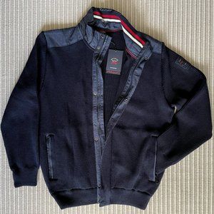 Paul & Shark Navy Men’s Ribbed Knit Wool Coat